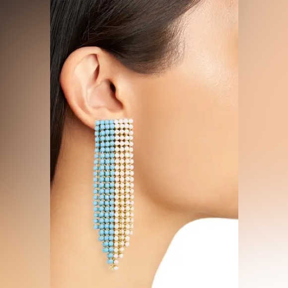 Deepa Gurnani Rayla Beaded Chandelier Earrings Nawar 98$ - Picture 4 of 5